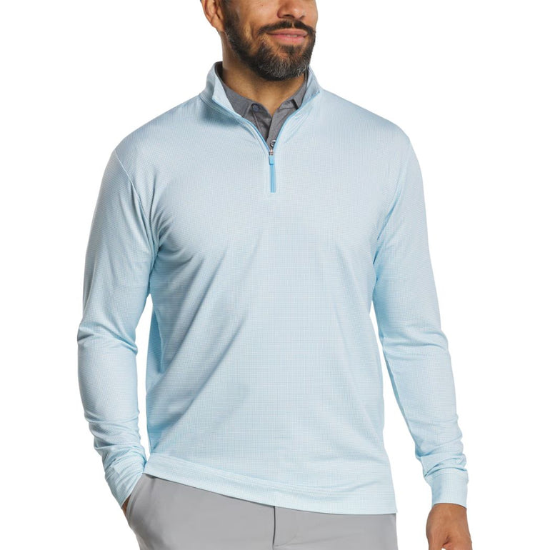 FootJoy Men's Houndstooth Geo Quarter Zip - Light Blue/White