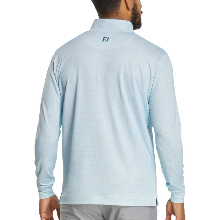 FootJoy Men's Houndstooth Geo Quarter Zip - Light Blue/White