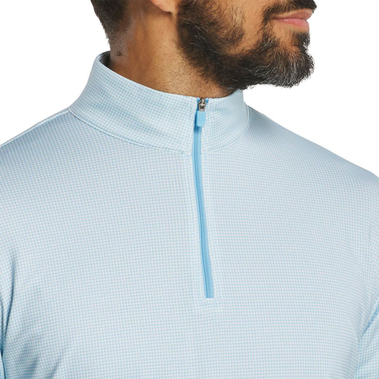 FootJoy Men's Houndstooth Geo Quarter Zip - Light Blue/White