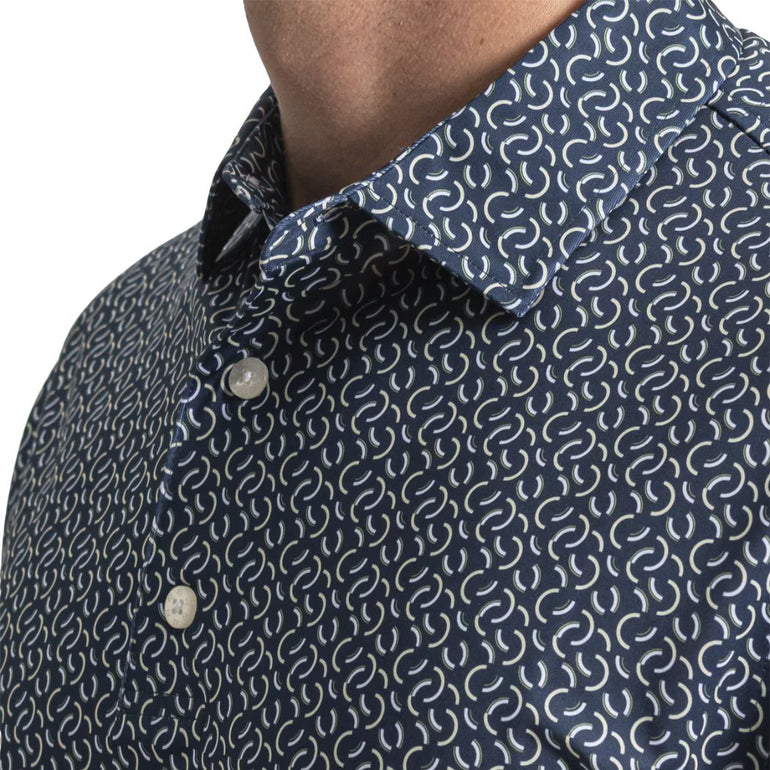 FootJoy Men's Arc Geo Polo - Navy/White/Sunshine