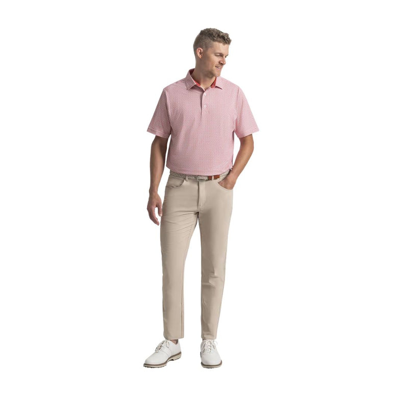 FootJoy Men's Scallop Geo Pique Polo - Nantucket Red/White
