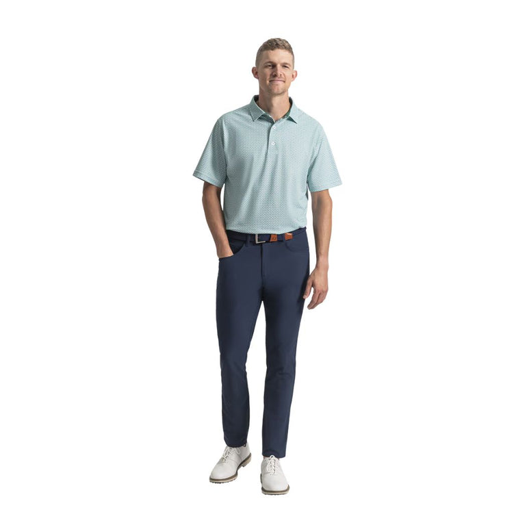 FootJoy Men's Scallop Geo Pique Polo - Field Green/White