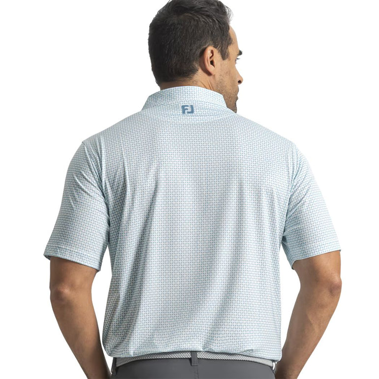 FootJoy Men's Elipse Print Polo - White/Blue Reef