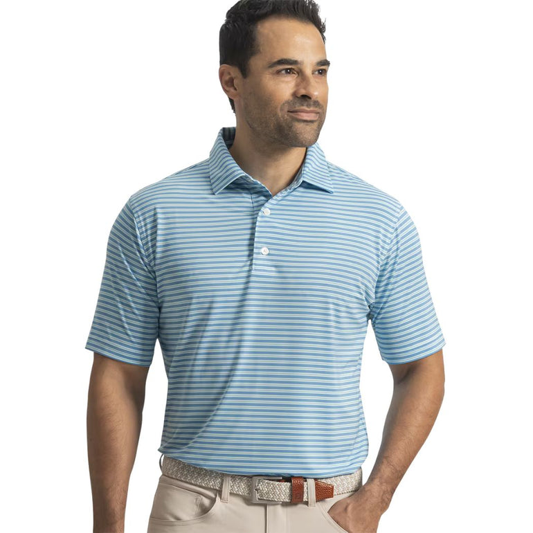 FootJoy Men's Horizon Stripe Polo - White/Blue Reef
