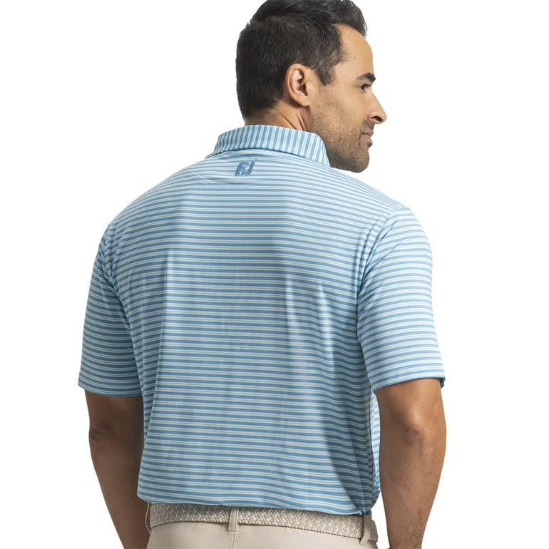 FootJoy Men's Horizon Stripe Polo - White/Blue Reef