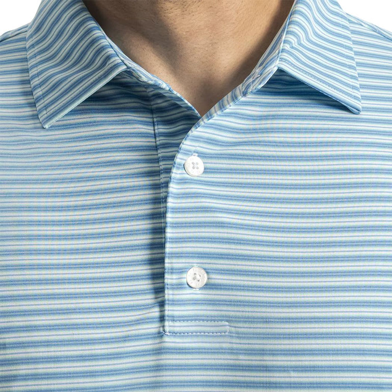FootJoy Men's Horizon Stripe Polo - White/Blue Reef