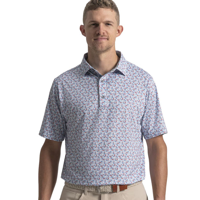 FootJoy Men's Surfs Up Print Polo - White/Chambray/Red