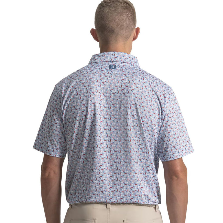 FootJoy Men's Surfs Up Print Polo - White/Chambray/Red