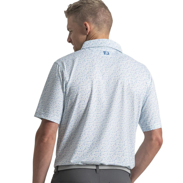 FootJoy Men's Surfs Up Print Polo - Deep Reef/White