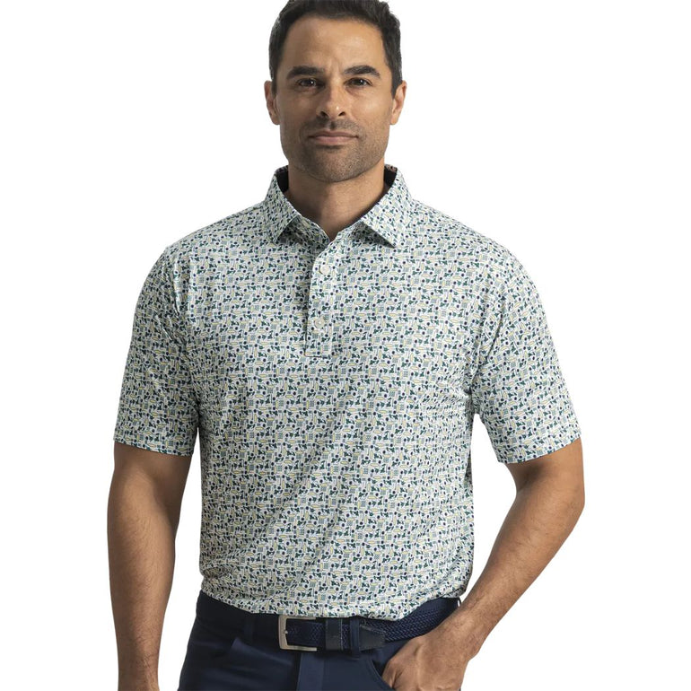 FootJoy Men's Surfs Up Print Polo - Field Green/White