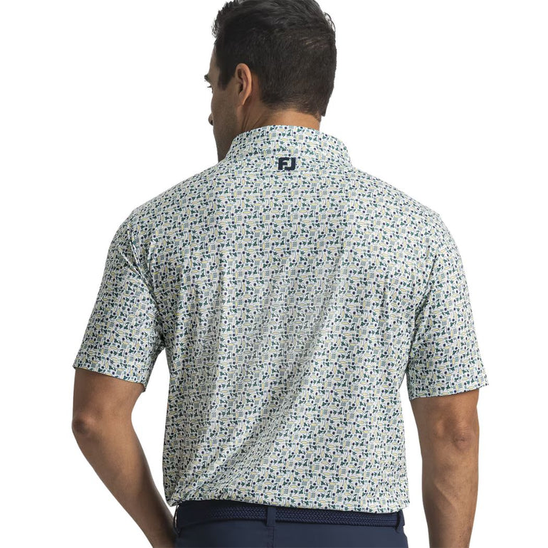 FootJoy Men's Surfs Up Print Polo - Field Green/White
