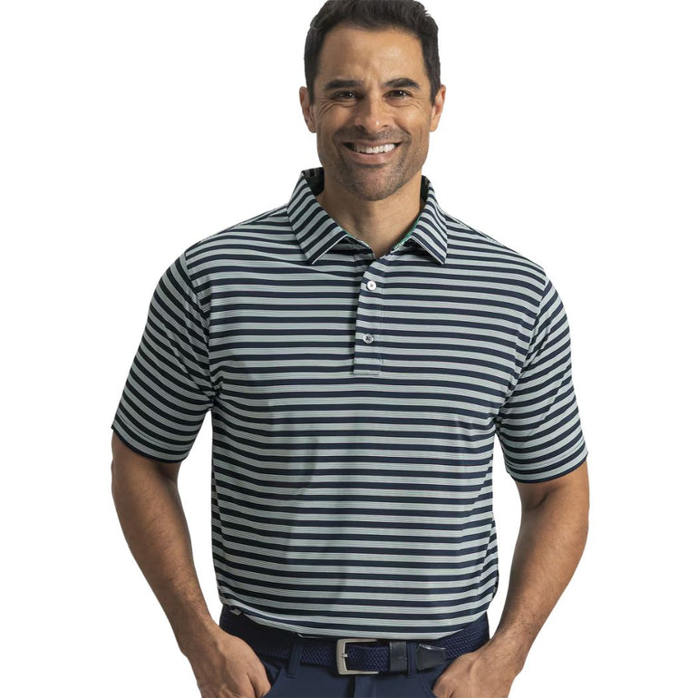 FootJoy Men's Pin Cluster Stripe Polo - Navy/Field Green