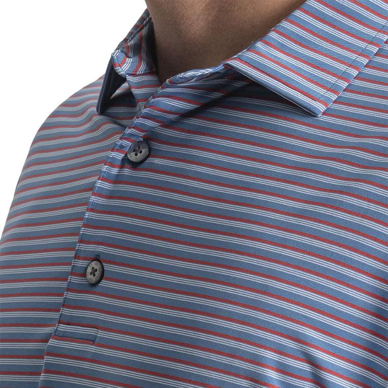 FootJoy Men's Shadow Stripe Polo - White/Blue/Nantucket Red