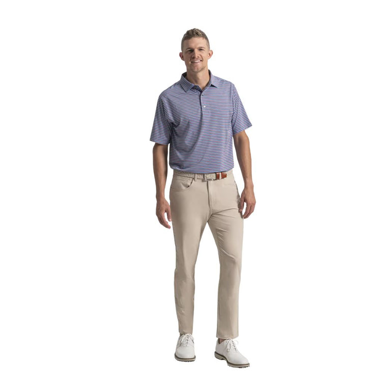 FootJoy Men's Shadow Stripe Polo - White/Blue/Nantucket Red