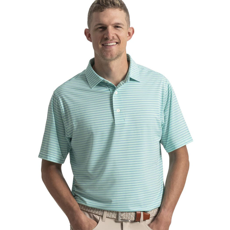 FootJoy Men's Shadow Stripe Polo - Sea Glass/Blue Reef