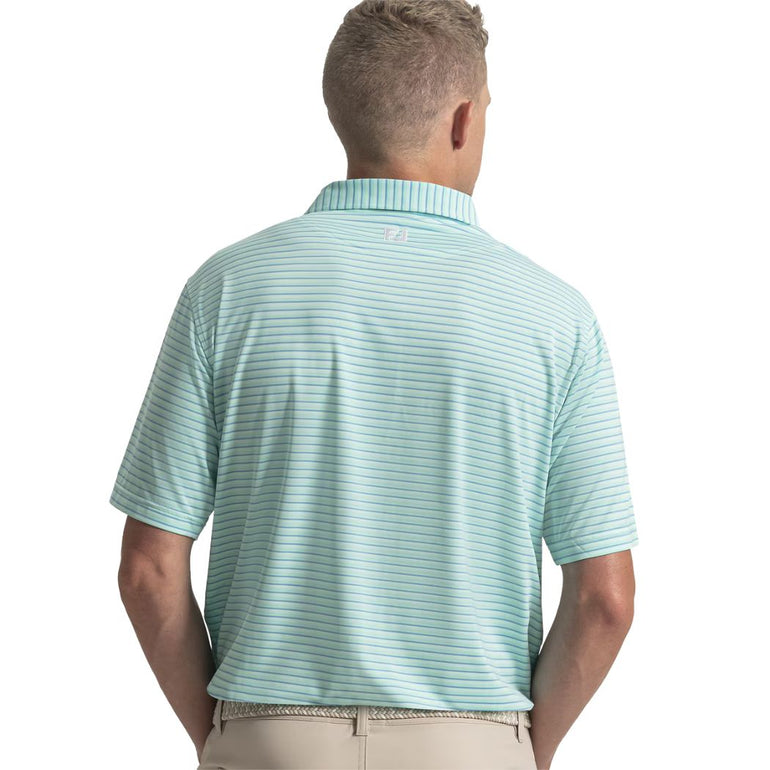 FootJoy Men's Shadow Stripe Polo - Sea Glass/Blue Reef