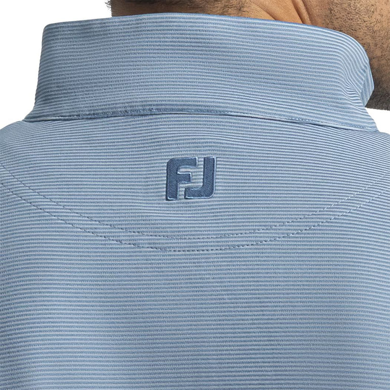 FootJoy Men's Quarter Zip Ottoman Stripe Knit Pullover - Chambray/Coastal Blue