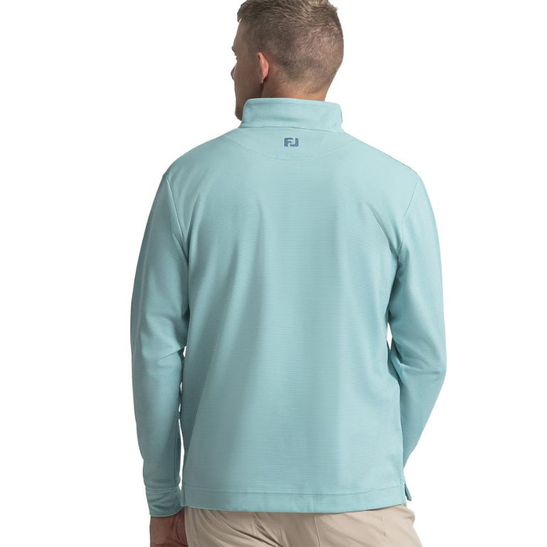 FootJoy Men's Quarter Zip Ottoman Stripe Knit Pullover - Blue Reef/Sea Glass