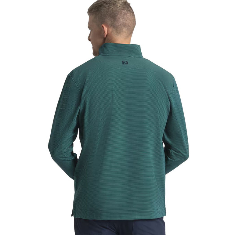 FootJoy Men's Quarter Zip Ottoman Stripe Knit Pullover - Navy/Field Green