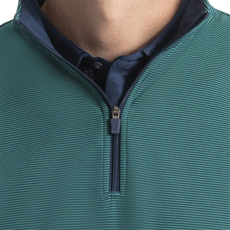 FootJoy Men's Quarter Zip Ottoman Stripe Knit Pullover - Navy/Field Green