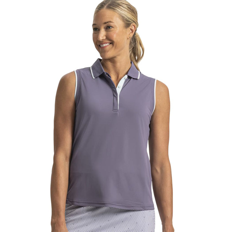 FootJoy Women's Sleeveless Polo - Dusty Violet/Glacial Blue