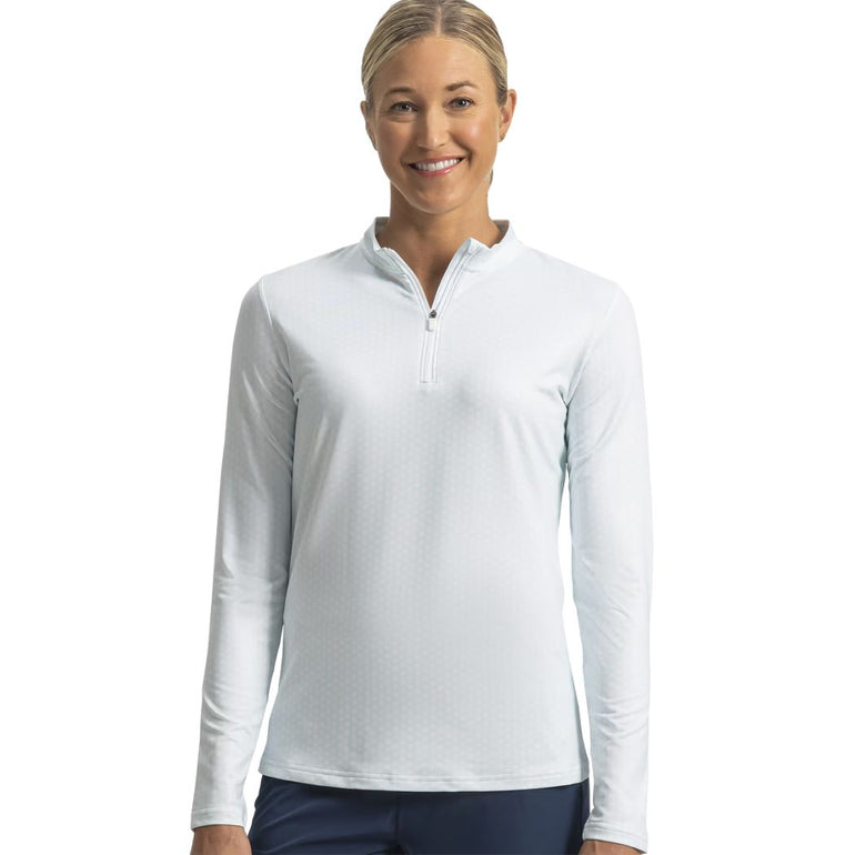 FootJoy Women's Quarter Zip Sun Protection Pullover - Glacial Blue