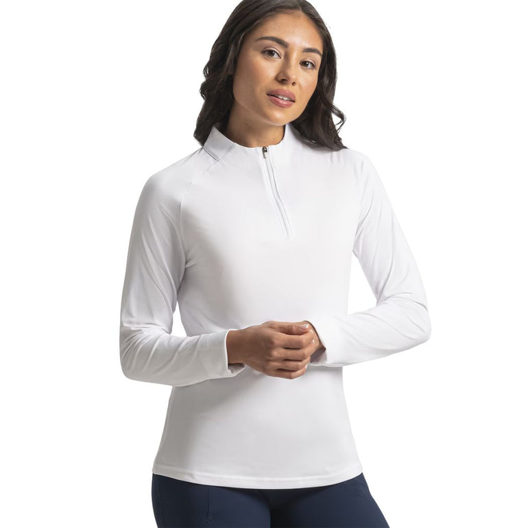 FootJoy Women's Space Dye Quarter Zip Pullover - White