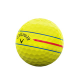 Yellow golf ball with Callaway logo on a white background