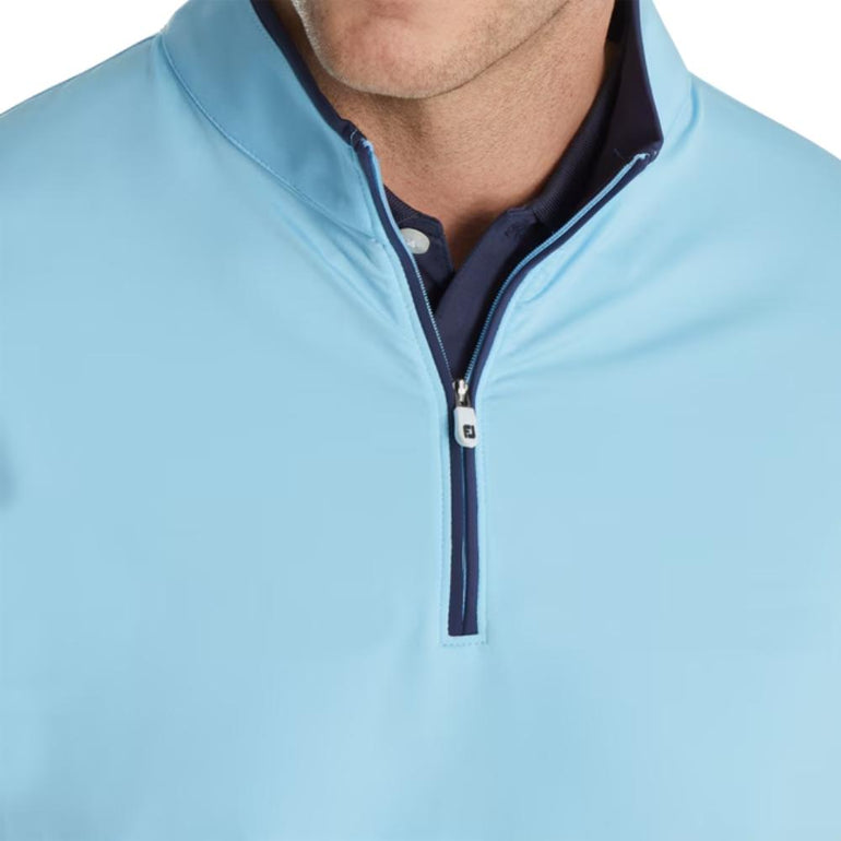 FootJoy Men's Lightweight Solid Mid-Layer Light Blue Pullover 25