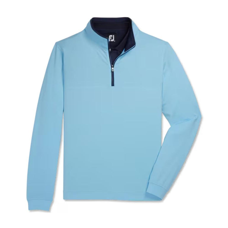 FootJoy Men's Lightweight Solid Mid-Layer Light Blue Pullover 25