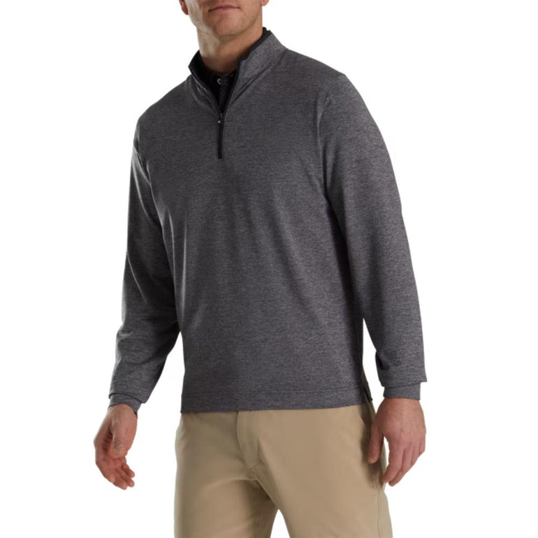 FootJoy Men's Lightweight Solid Mid-Layer Heather Charcoal Pullover 25