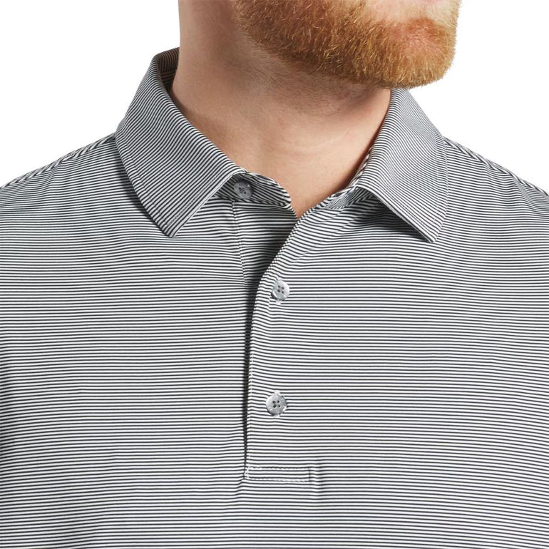 FootJoy Men's Microfeeder Stripe Navy/White Polo 25