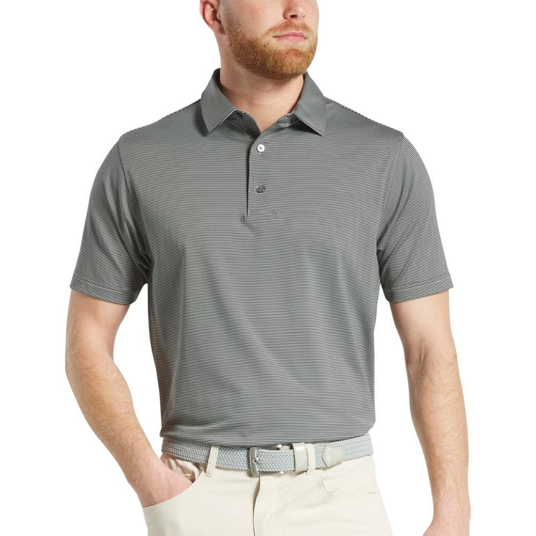 FootJoy Men's Microfeeder Stripe Black/Grey Polo 25