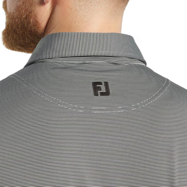 FootJoy Men's Microfeeder Stripe Black/Grey Polo 25
