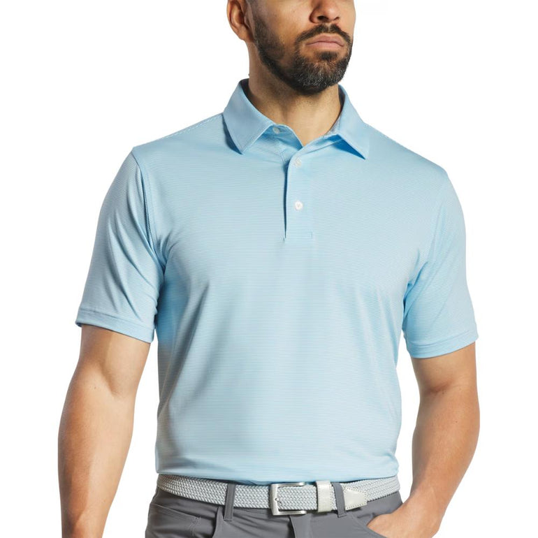 FootJoy Men's Microfeeder Stripe Light Blue/White Polo 25