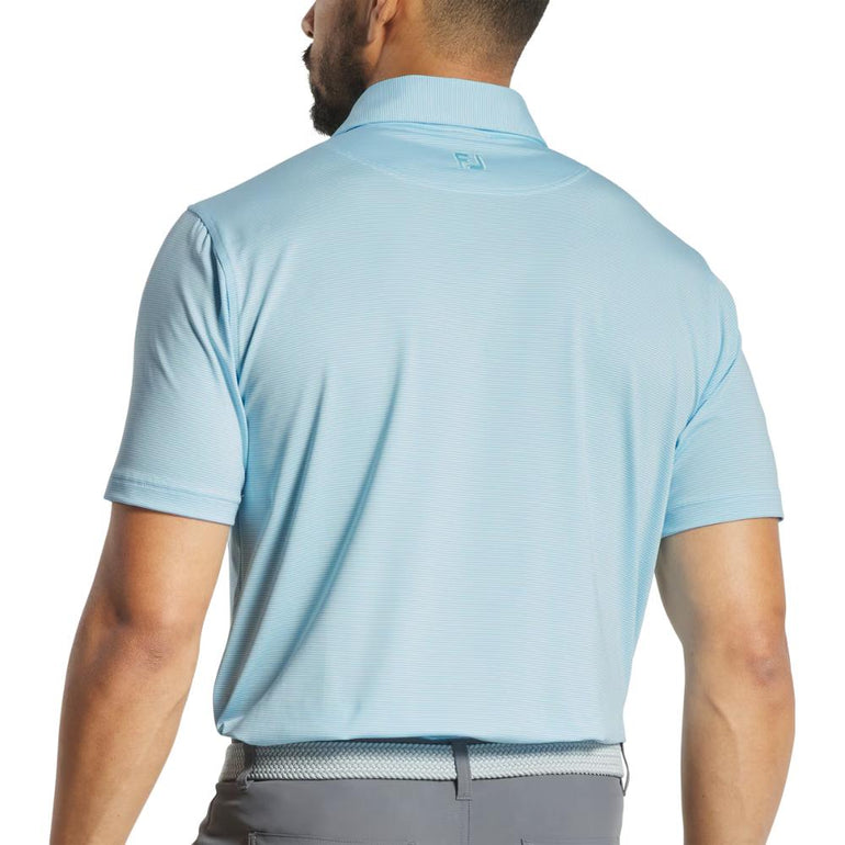 FootJoy Men's Microfeeder Stripe Light Blue/White Polo 25