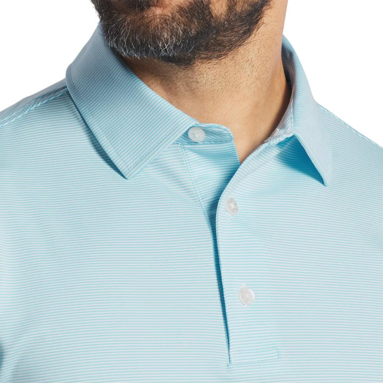 FootJoy Men's Microfeeder Stripe Light Blue/White Polo 25
