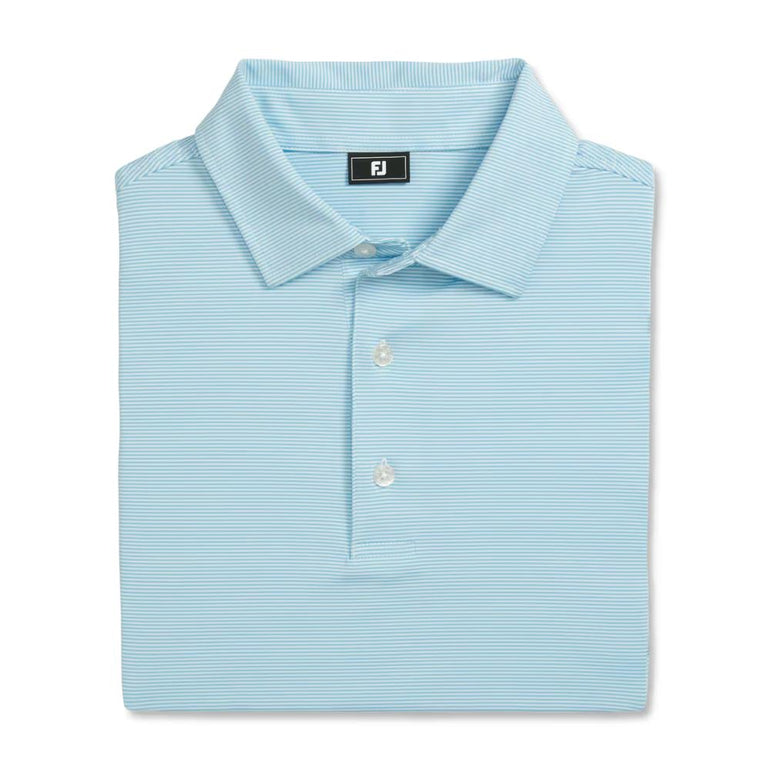 FootJoy Men's Microfeeder Stripe Light Blue/White Polo 25