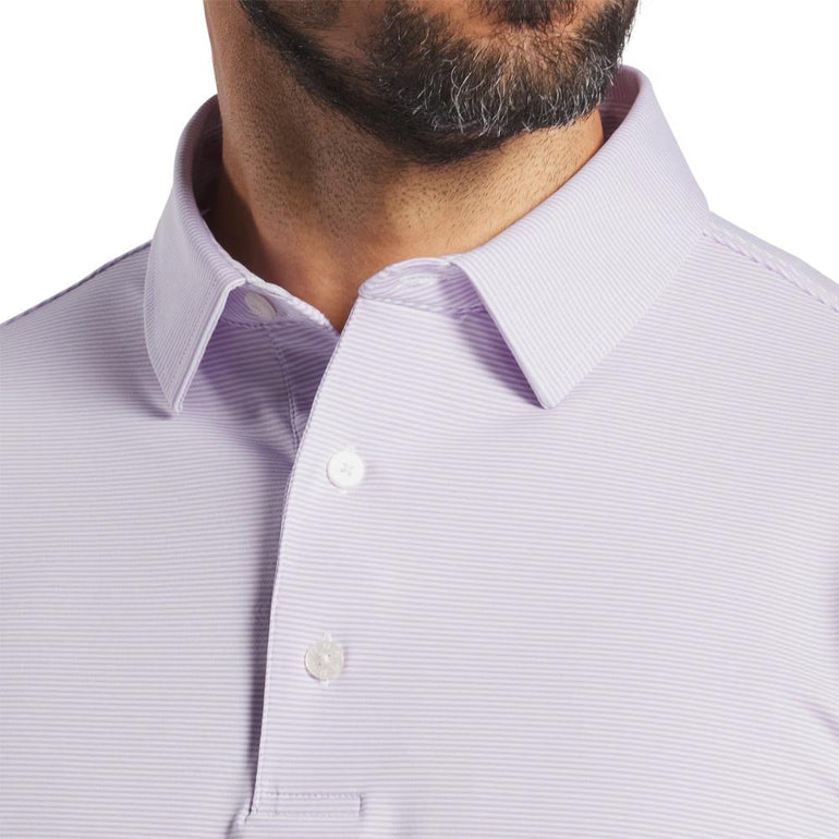 FootJoy Men's Microfeeder Stripe Lavender/White Polo 25