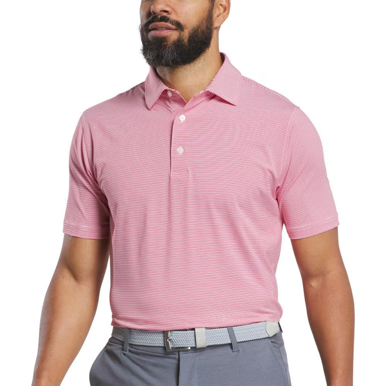 FootJoy Men's Microfeeder Stripe Red/White Polo 25