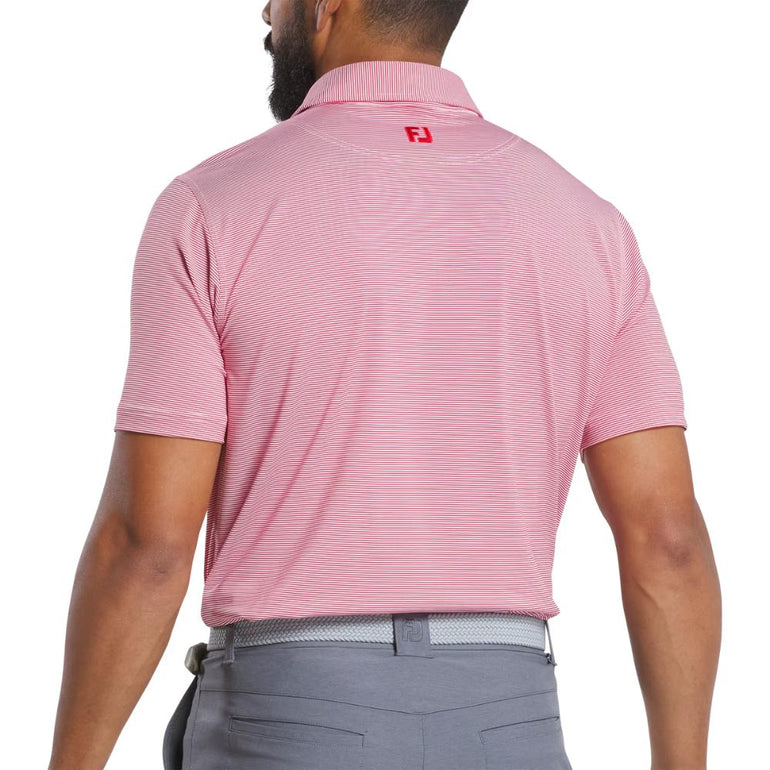 FootJoy Men's Microfeeder Stripe Red/White Polo 25