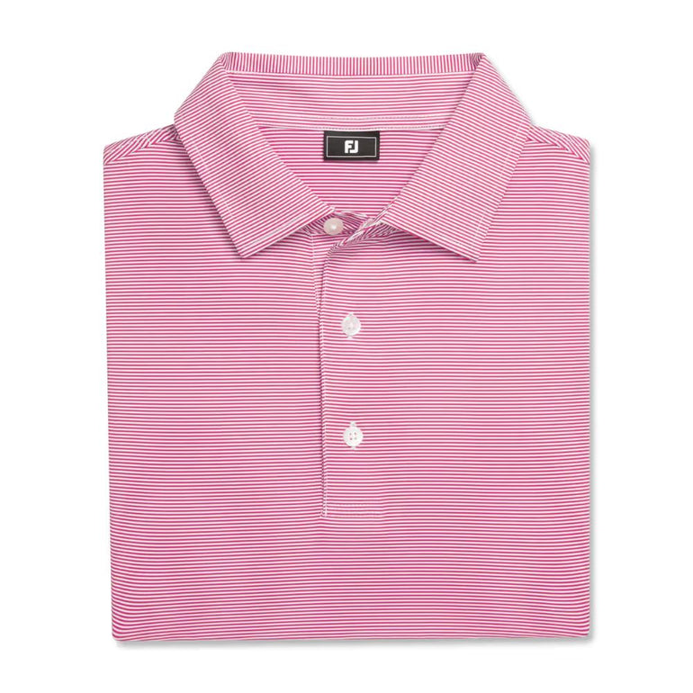 FootJoy Men's Microfeeder Stripe Red/White Polo 25