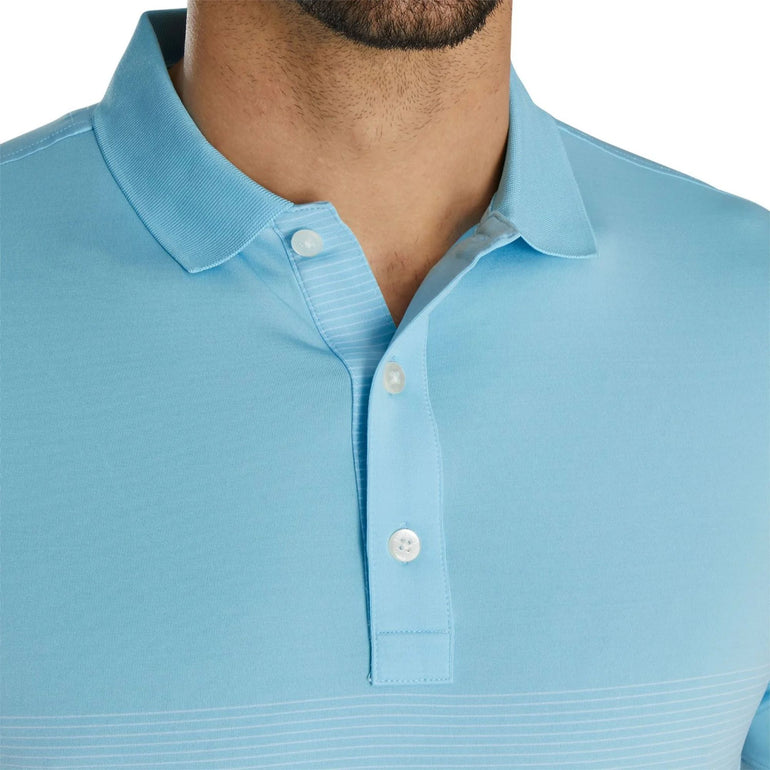 FootJoy Men's Engineer Pin Stripe Polo - Light Blue/White