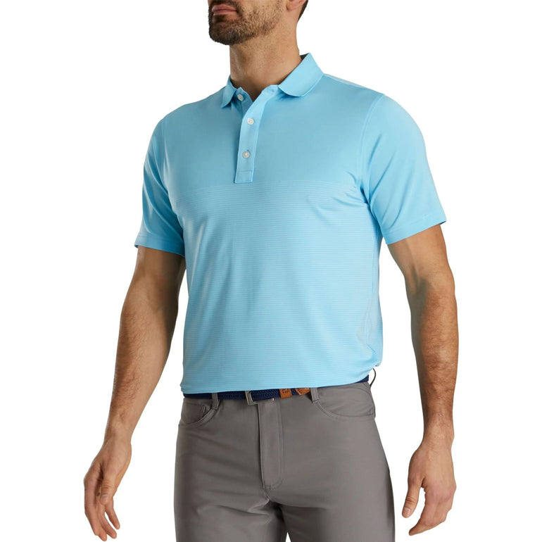 FootJoy Men's Engineer Pin Stripe Polo - Light Blue/White