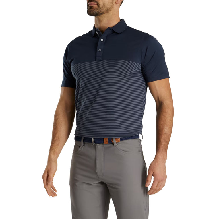 FootJoy Men's Engineer Pin Stripe Polo - Navy/White