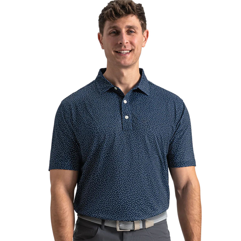 FootJoy Men's Scatter Dot Pique Polo - Navy/White
