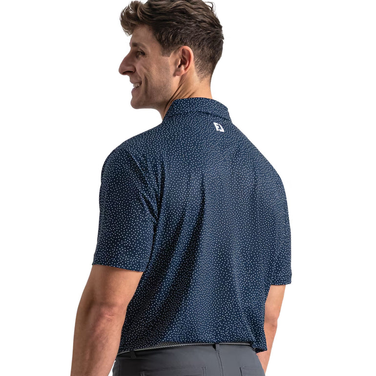 FootJoy Men's Scatter Dot Pique Polo - Navy/White
