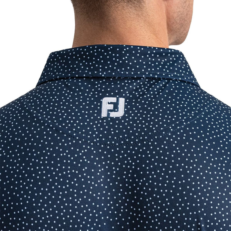 FootJoy Men's Scatter Dot Pique Polo - Navy/White