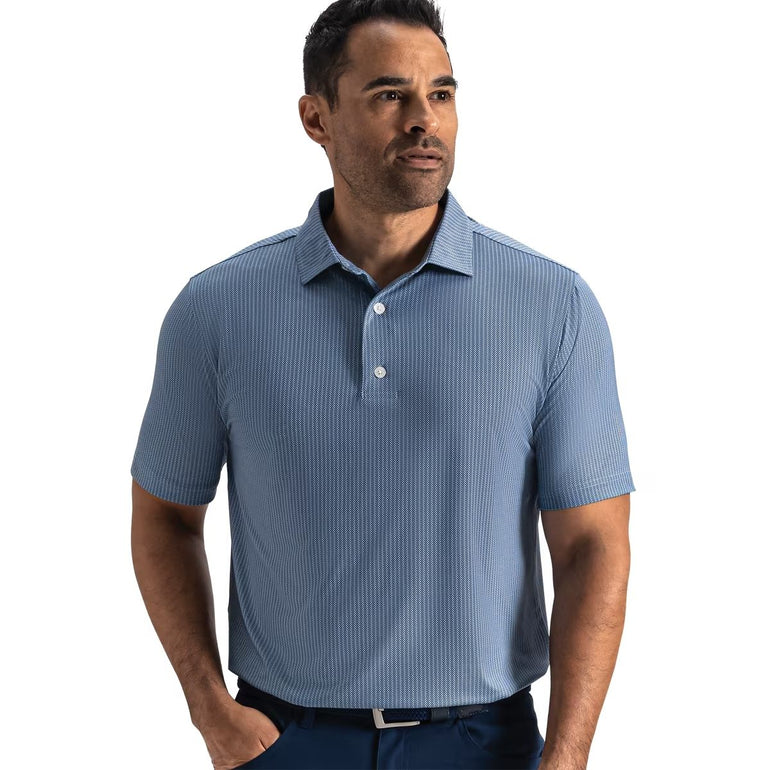 FootJoy Men's Tee Time Lisle Polo - Navy/Light Blue