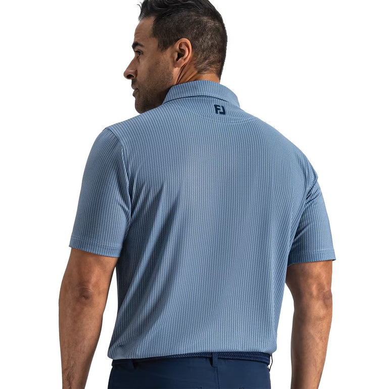 FootJoy Men's Tee Time Lisle Polo - Navy/Light Blue